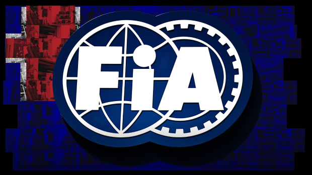 The FIA logo in front of the Australian flag