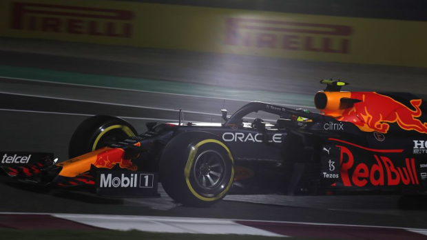 Sergio Perez driving in Qatar