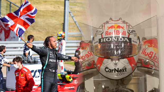 Hamilton, helmet VER, socials X @ Erik van Haren