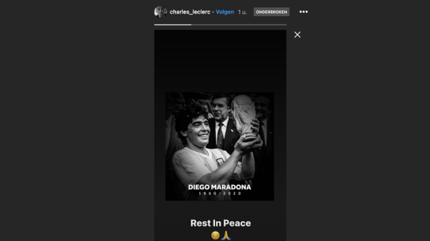 Charles Leclerc op zijn Instagram-story