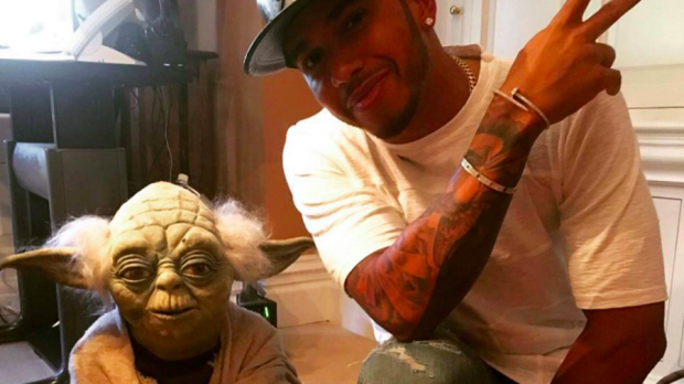 Lewis Hamilton with Yoda