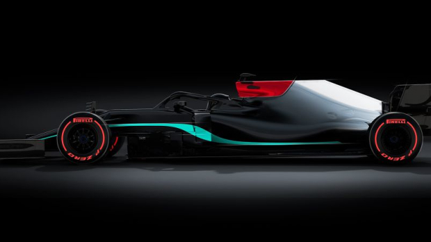 A sneak peek of the Mercedes livery. Black, red, grey