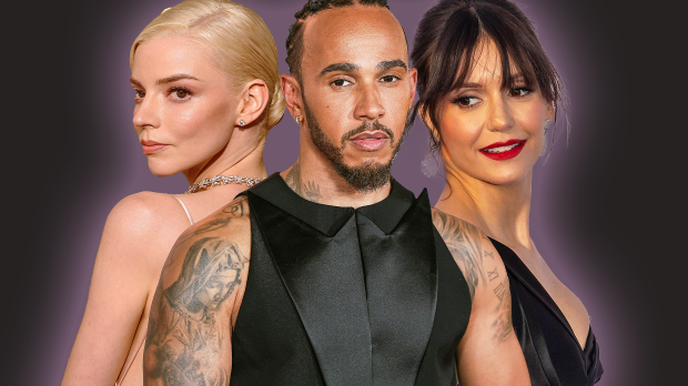 Lewis Hamilton with Anya Taylor and Nina Dobrev
