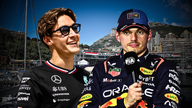 Thumbnail for article regarding Russell and Verstappen on Monaco