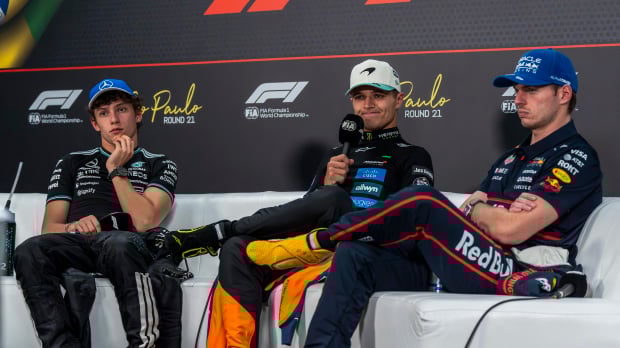 Antonelli, Norris, Verstappen, Brazil 