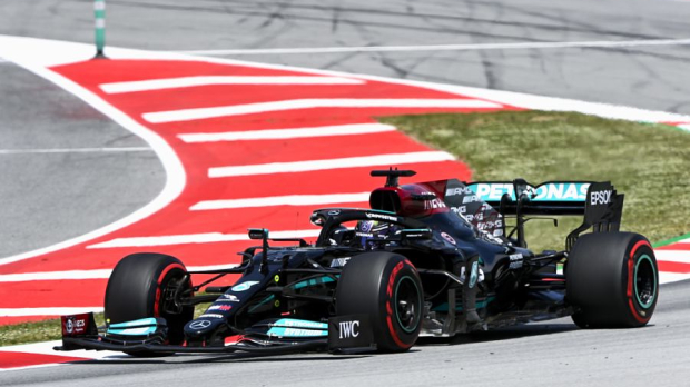 Lewis Hamilton during practice in Spain