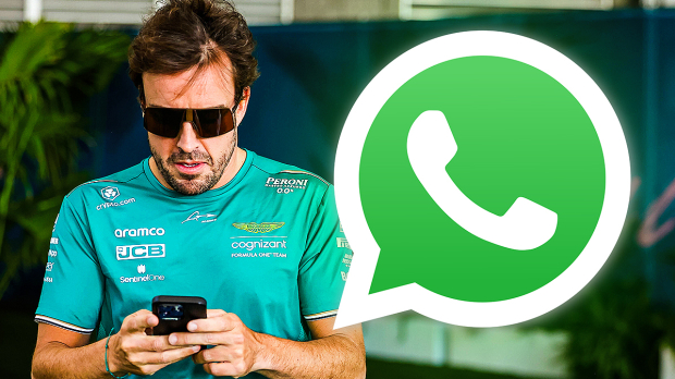Fernando Alonso on his phone