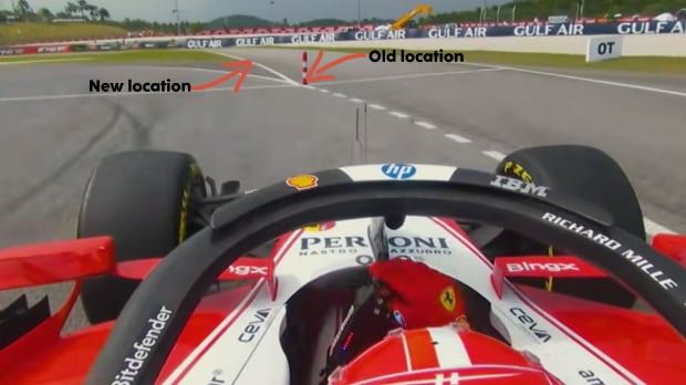 The bollard location has moved further back towards the pitlane