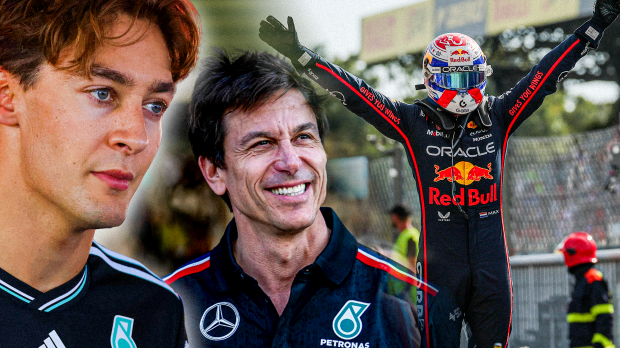Russell, Wolff, Verstappen, socials