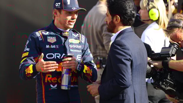Max Verstappen talking with Ben Sulayem at Monza