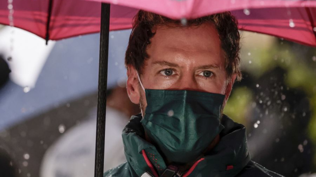 Sebastian Vettel in the rain at Spa
