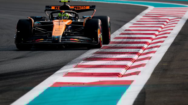 Norris during practice in Abu Dhabi