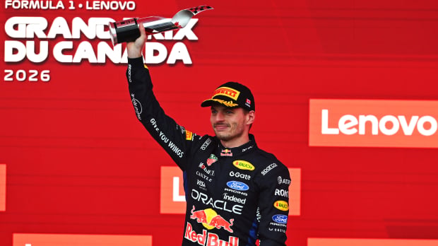 Verstappen on the podium in Montreal — Foto: © Red Bull Content Pool