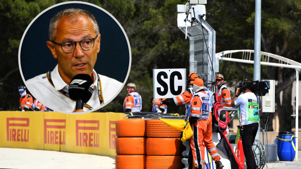 Stefano Domenicali, inset, and the Paul Ricard circuit