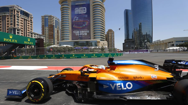 Daniel Ricciardo in practice for the Azerbaijan Grand Prix