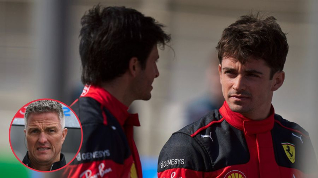 ralf schumacher inset with Charles Leclerc and Carlos Sainz
