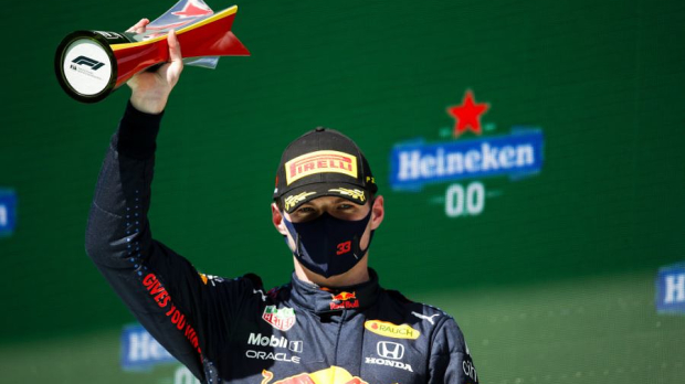 Verstappen with his trophy
