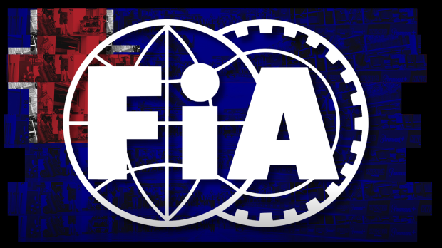 The FIA logo in front of the Australian flag