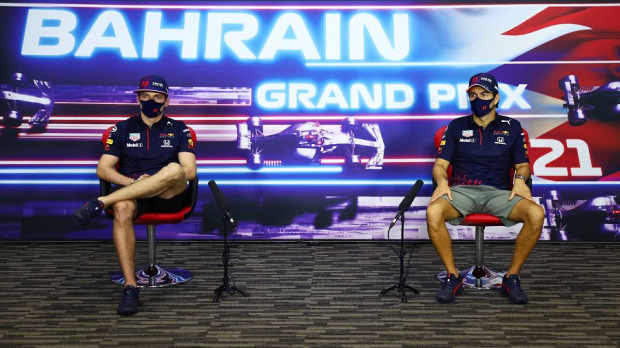 Perez and Verstappen during press conference