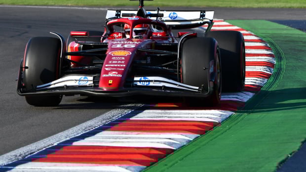 Leclerc during practice in Mexico