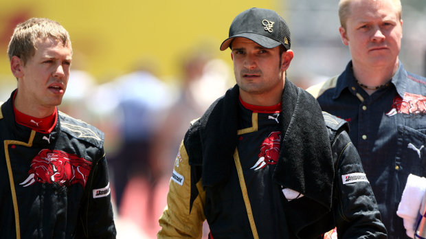 Liuzzi en Vettel op Interlagos