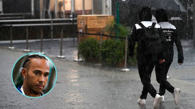 lewis hamilton inset over rain in Canada