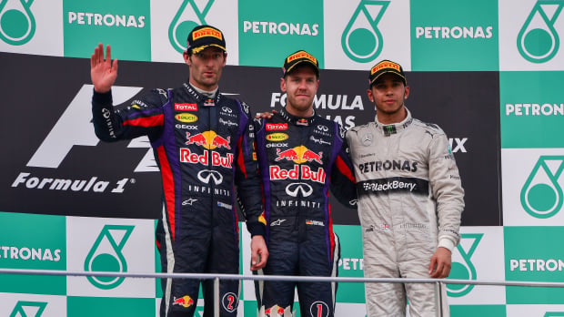 Christian Horner rejected replacing Mark Webber (left) with Lewis Hamilton to partner Sebastian Vettel