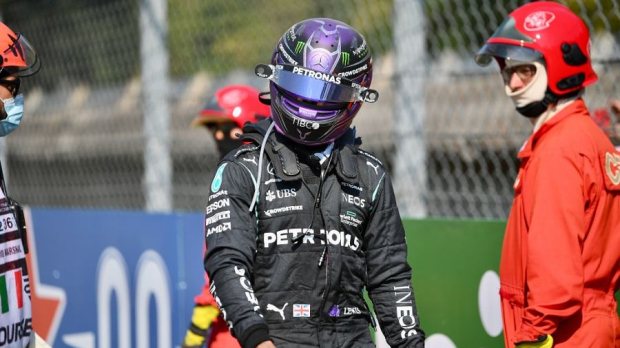 Lewis Hamilton after his crash at Monza