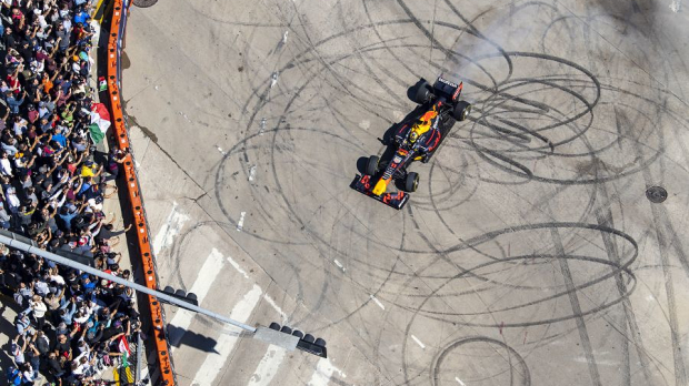 Sergio Pérez doing donuts in Texas
