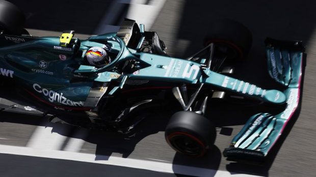 Sebastian Vettel in qualifying at the Portuguese Grand Prix 