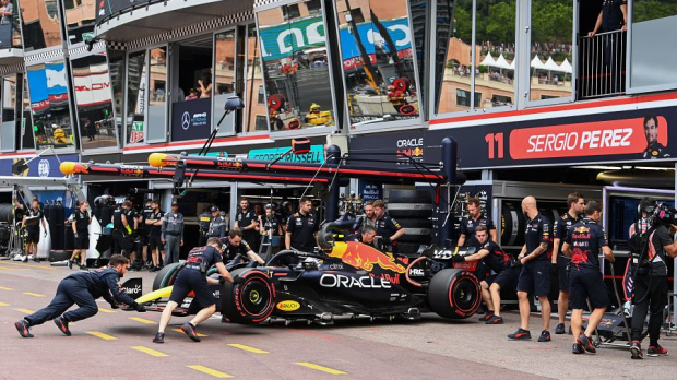 Sergio Pérez in the pits