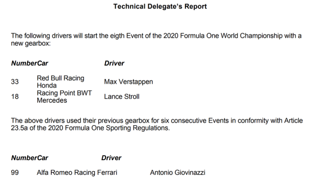 Het officiële FIA-rapport.