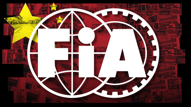 The FIA logo is pictured in front of a Chinese flag — Photo: © IMAGO