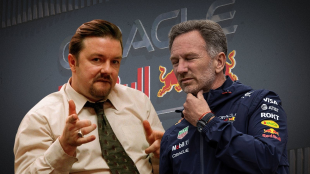 A preview image showing David Brent alongside Christian Horner with a Red Bull theme background