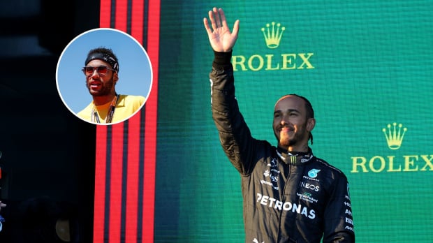 Lewis Hamilton with Neymar bubble