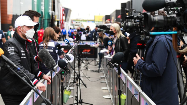 Valtteri Bottas at Circuit Zandvoort talking to the press