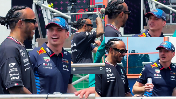 Max Verstappen and Lewis Hamilton in Imola