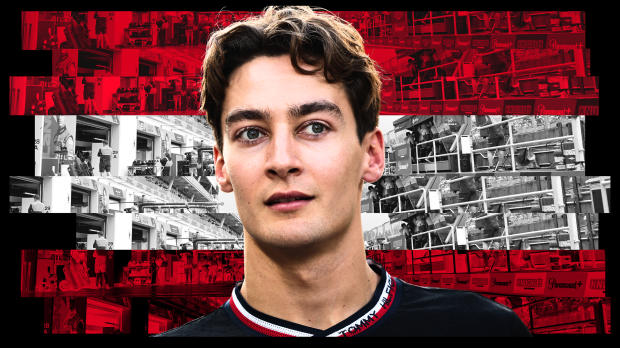 George Russell is shown with an Austrian GP background — Foto: © IMAGO