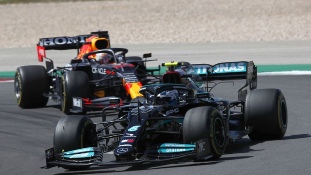 Valtteri Bottas leads Max Verstappen in Portugal