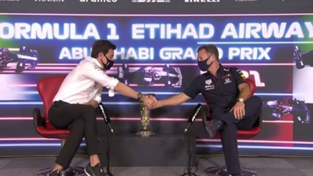 Wolff, Horner, Mercedes, Red Bull, Abu Dhabi — Foto: © LAT Images