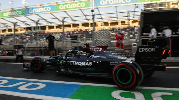 Hamilton in the pitlane in Jeddah