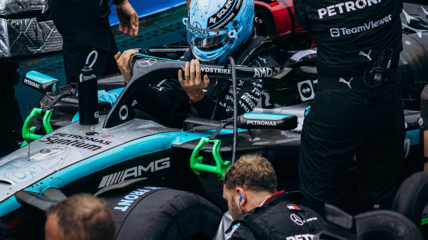 George Russell on the grid