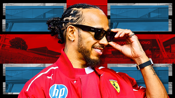Lewis Hamilton with the British flag
