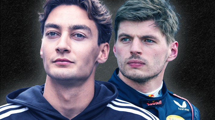 George Russell and Max Verstappen