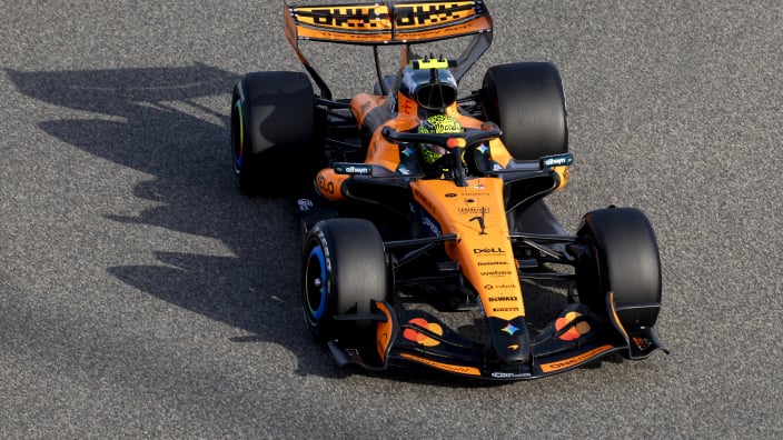 Norris during Day 1 of Bahrain Test 1