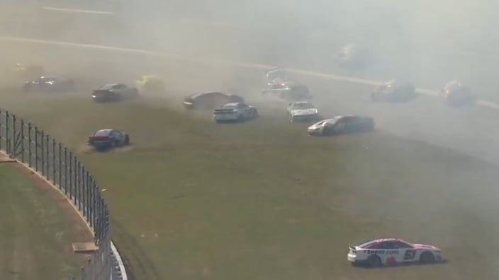 NASCAR race stopped after massive 26-car crash brings out red flag