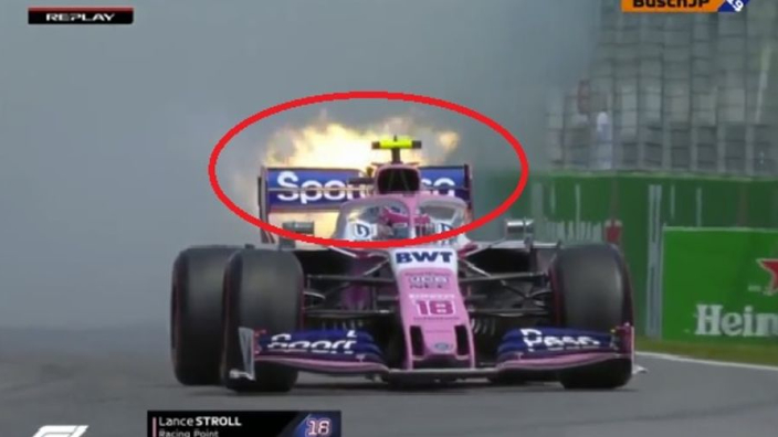 VIDEO: Stroll's car bursts into flames!