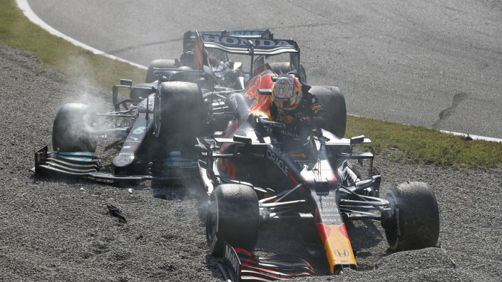 Hamilton reveals "sore neck" after scary Verstappen crash