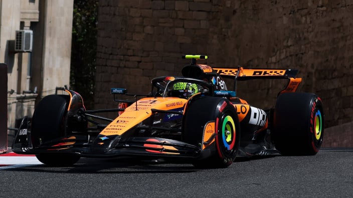 Norris during FP1 in Baku