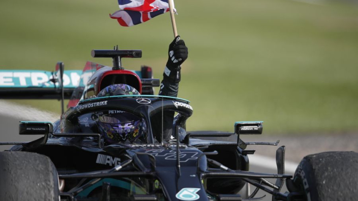Hamilton meets 'oldest fan' after 100th race win